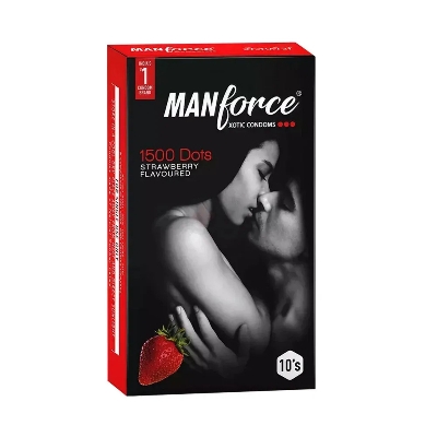 Picture of Manforce Strawberry Xotic 1500Dots Dotted Condom - 10Pcs Pack(India)