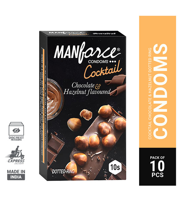 Picture of Manforce Cocktail with Dotted Rings Hazelnut & Chocolate Condom - 10Pcs Pack(India)