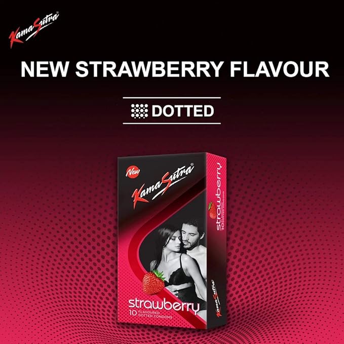 Picture of KamaSutra Strawberry Flavoured Condoms for Men, 10 Count