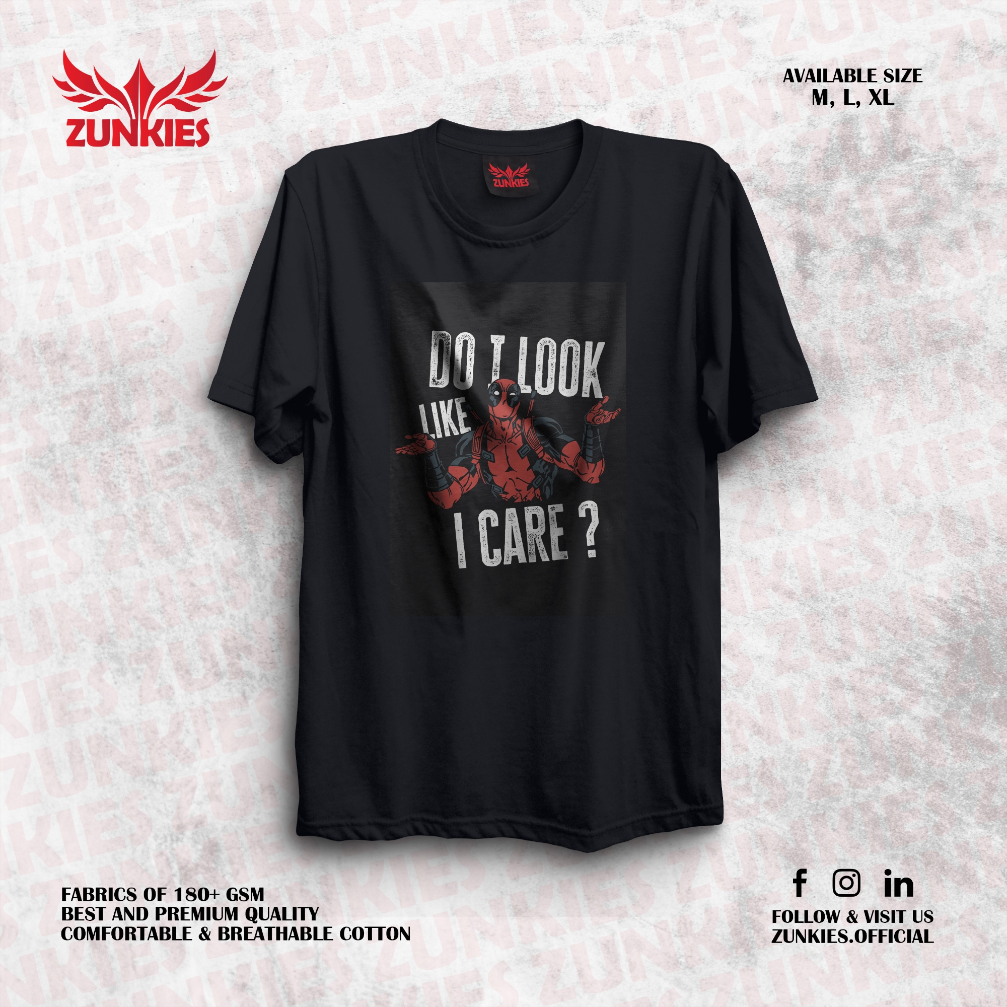 Picture of Zunkies Deadpool Oversized Drop Shoulder Black T-shirt