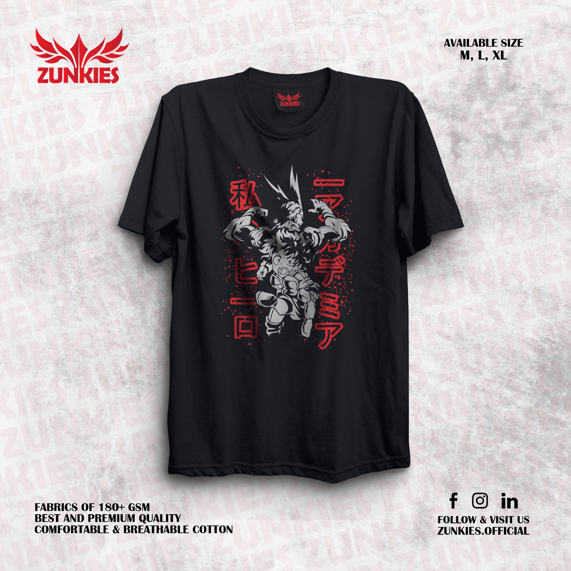 Picture of Zunkies My Hero Academia Oversized Drop Shoulder Black T-shirt