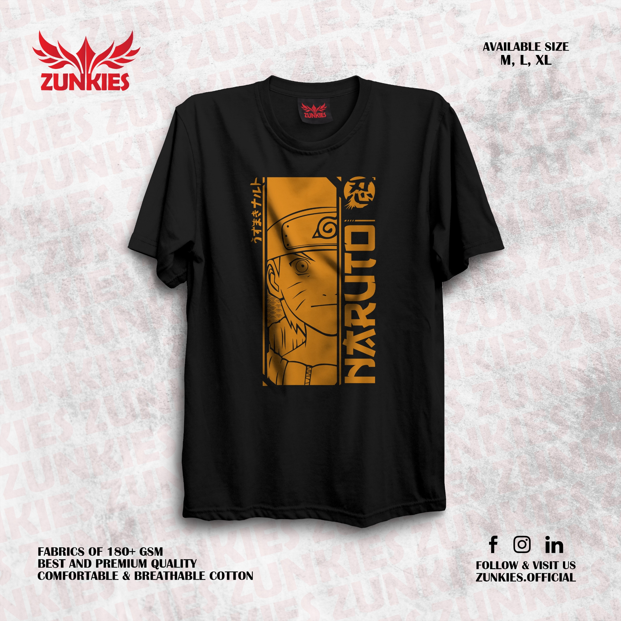 Picture of Zunkies Naruto: Shippuden Oversized Drop Shoulder Black T-shirt