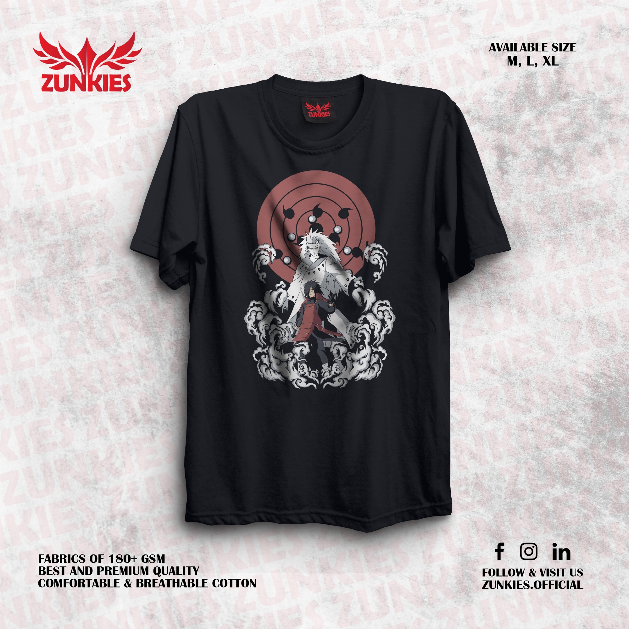 Picture of Zunkies Naruto: Shippuden Oversized Drop Shoulder Black T-shirt