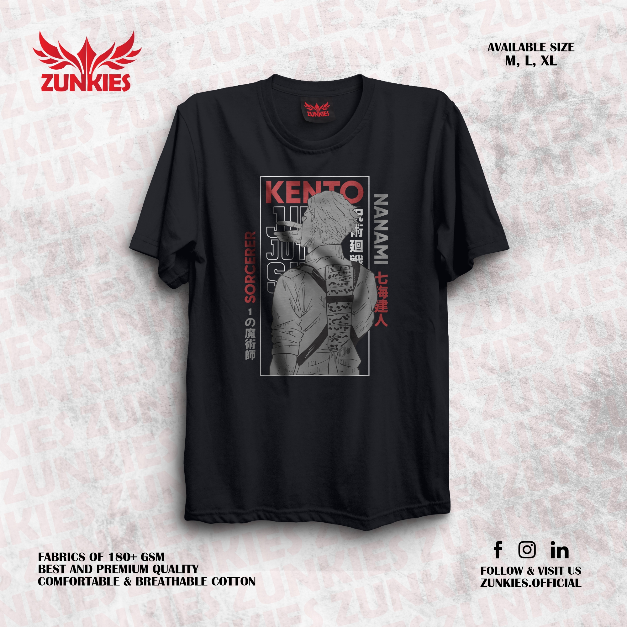 Picture of Zunkies Jujutsu Kaisen Oversized Drop Shoulder Black T-shirt