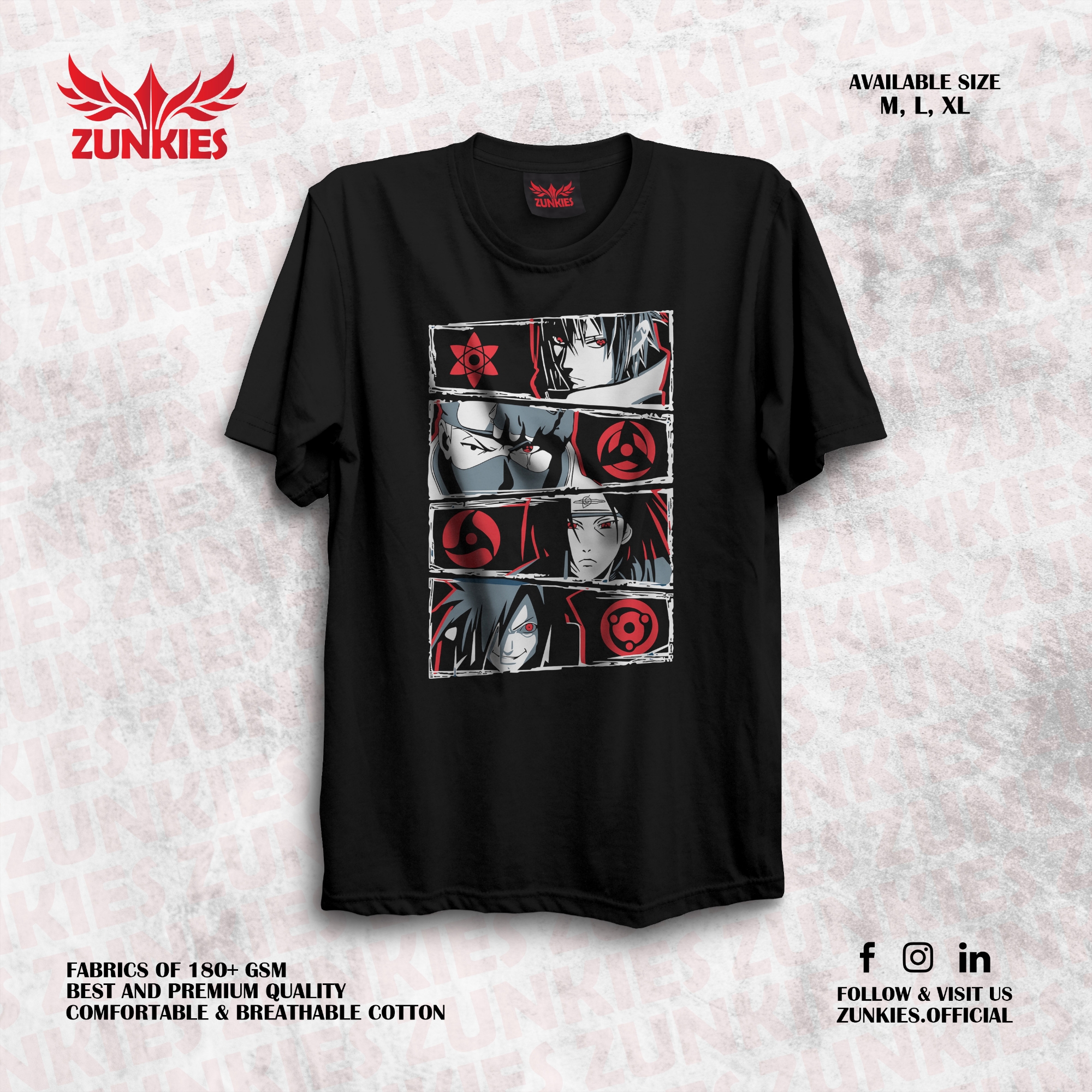 Picture of Zunkies Naruto: Shippuden Oversized Drop Shoulder Black T-shirt