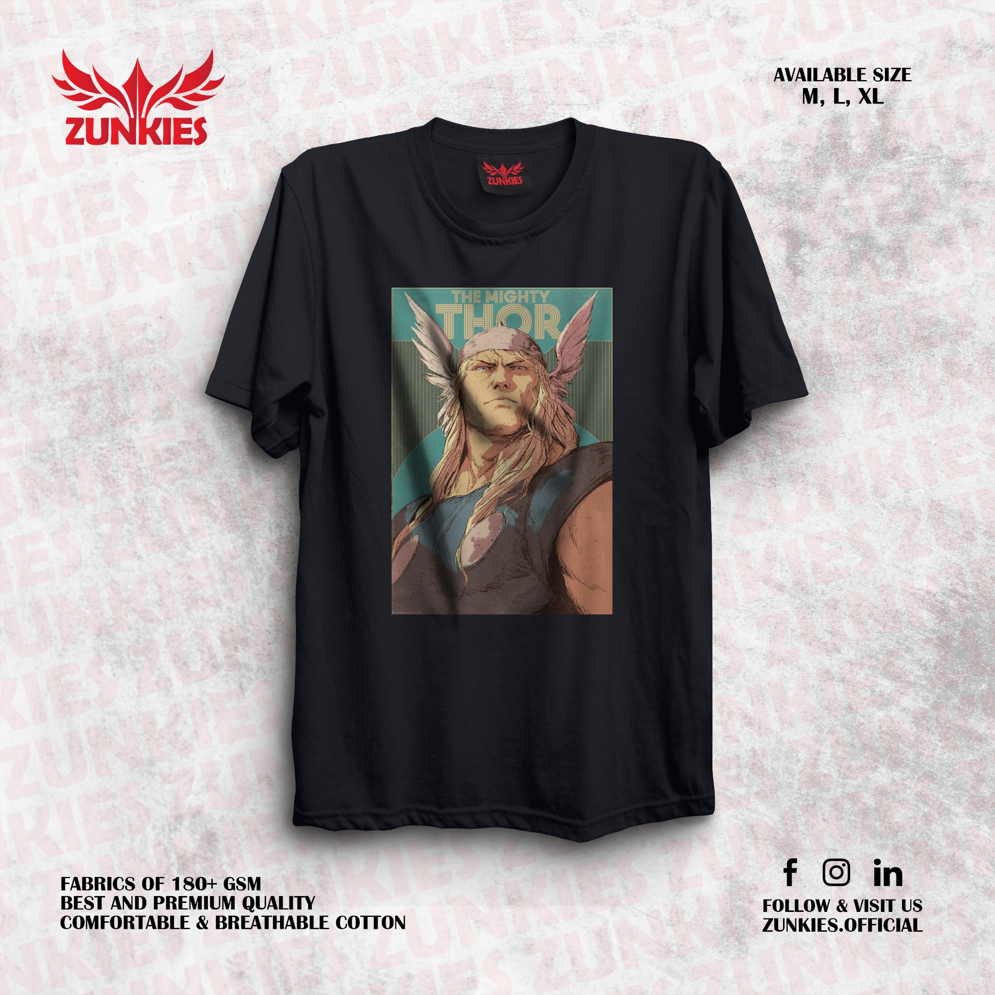 Picture of Zunkies Thor Oversized Drop Shoulder Black T-shirt