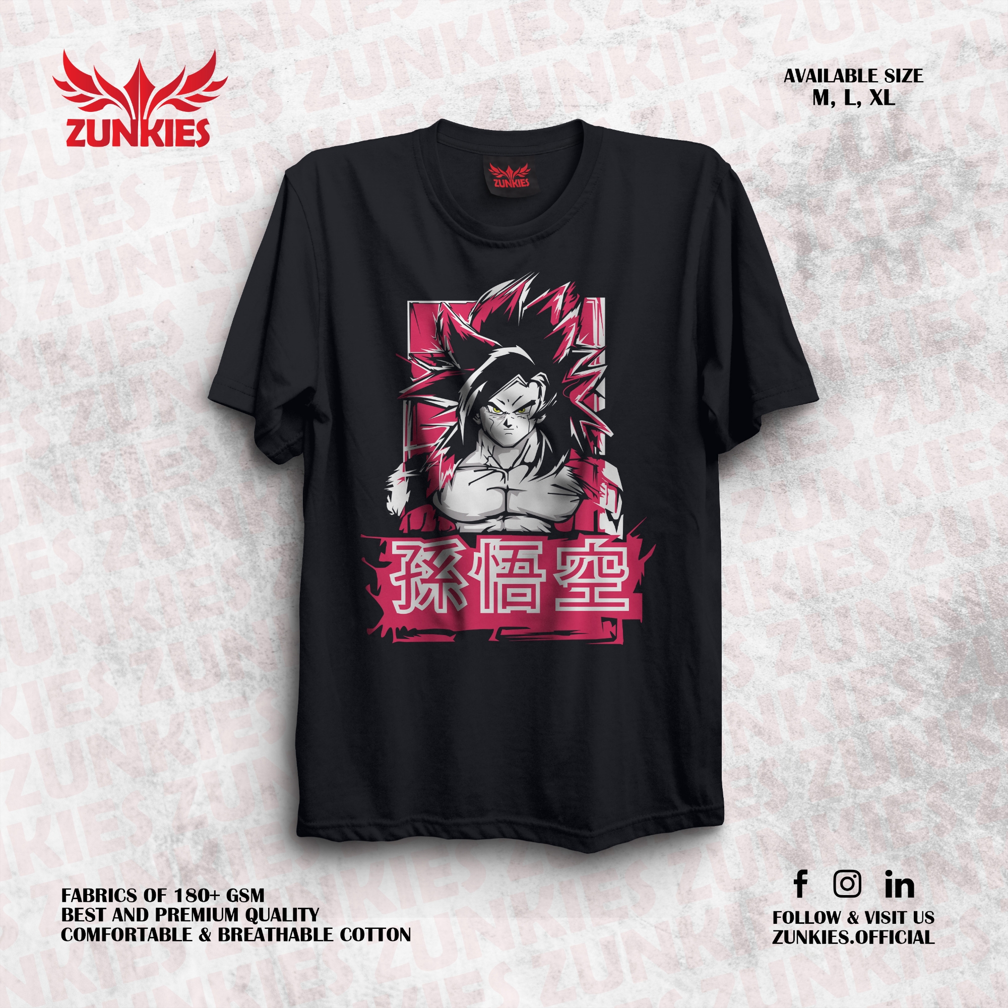 Picture of Zunkies Dragon Ball Oversized Drop Shoulder Black T-shirt