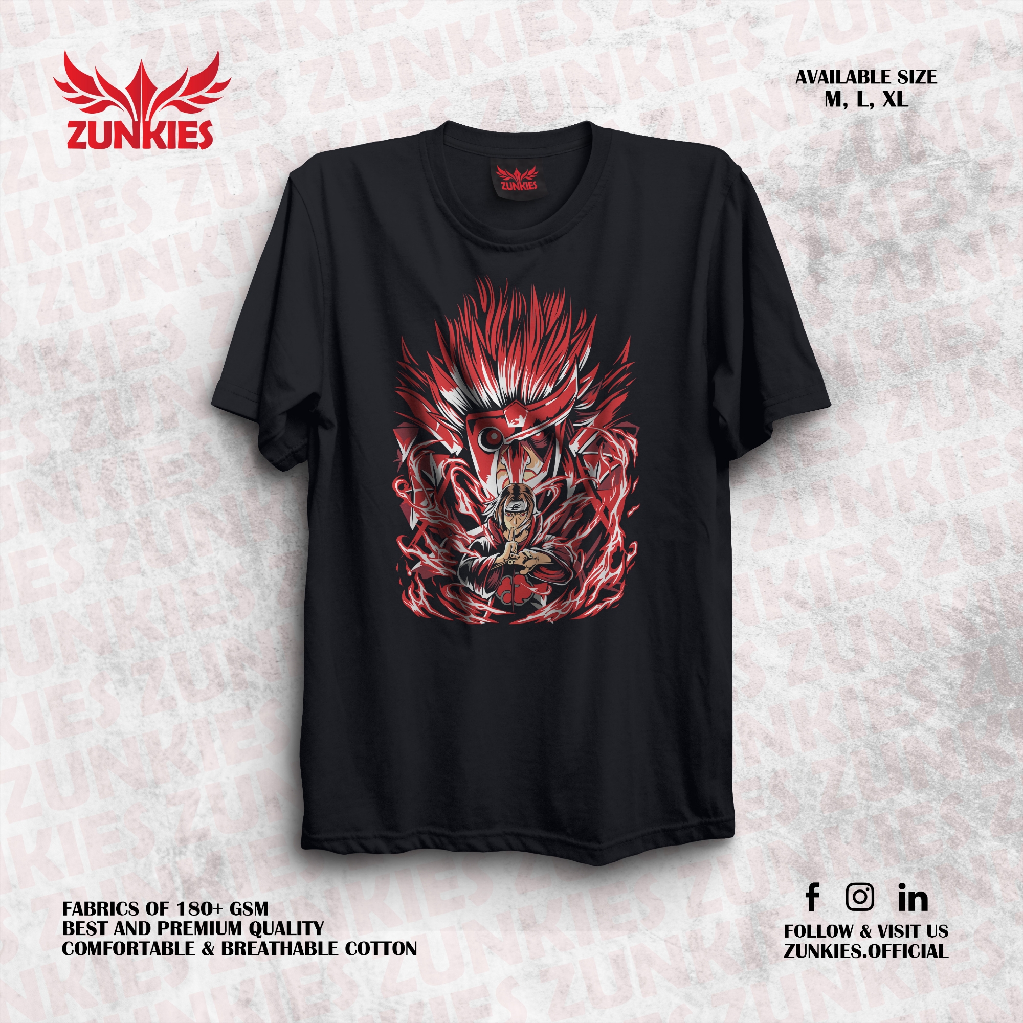 Picture of Zunkies Naruto: Shippuden Oversized Drop Shoulder Black T-shirt