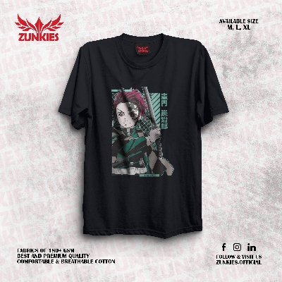 Picture of Zunkies Demon Slayer Oversized Drop Shoulder Black T-shirt