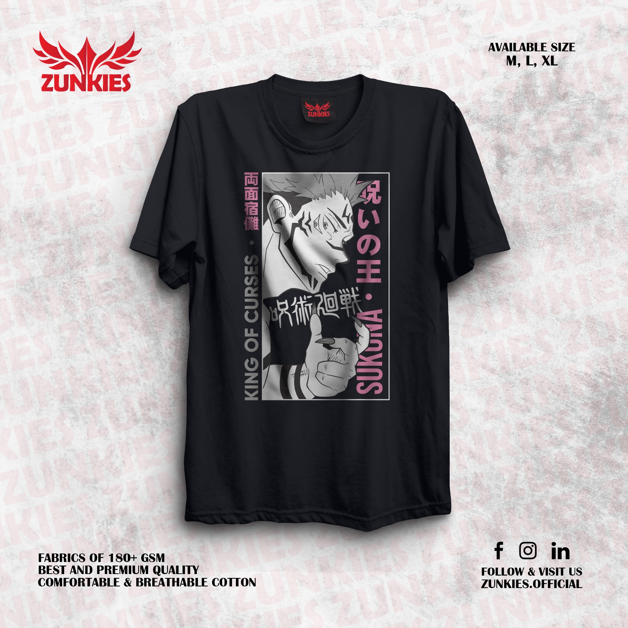 Picture of Zunkies Jujutsu Kaisen Oversized Drop Shoulder Black T-shirt