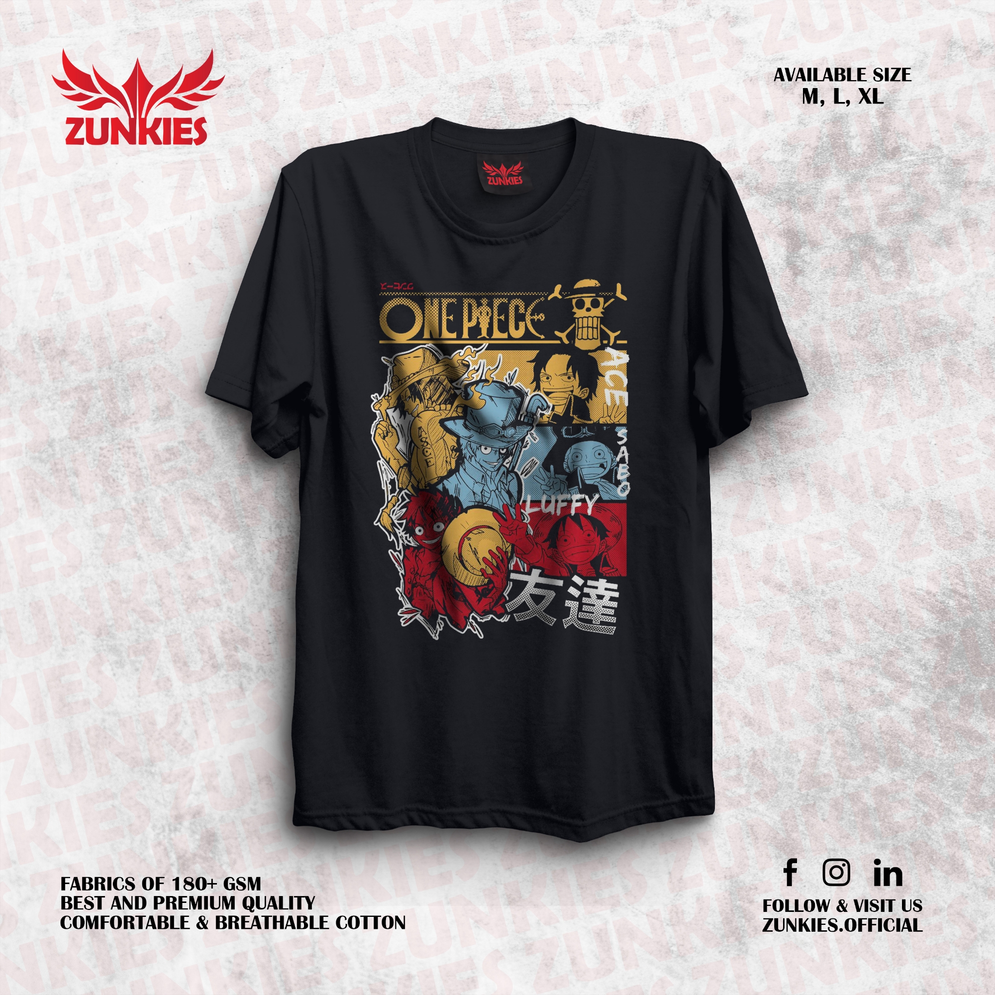 Picture of Zunkies One Piece Oversized Drop Shoulder Black T-shirt