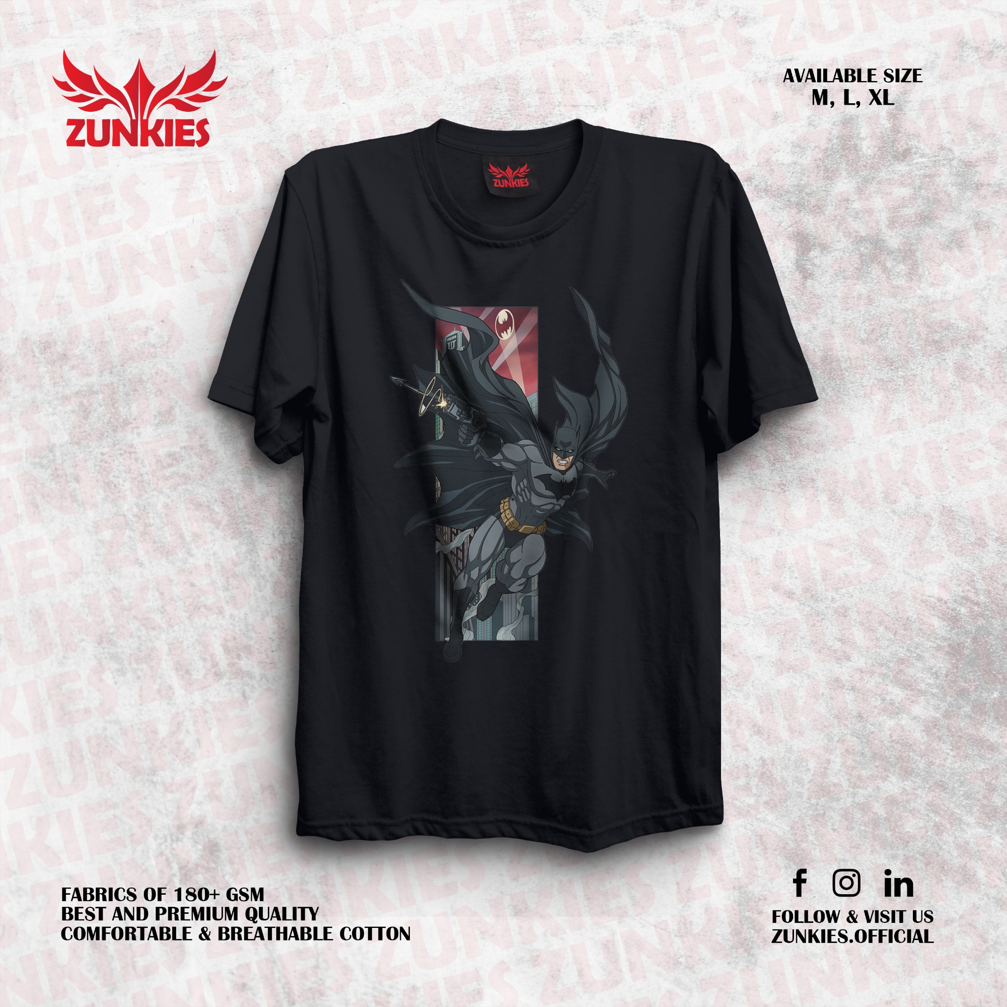 Picture of Zunkies Batman Oversized Drop Shoulder Black T-shirt