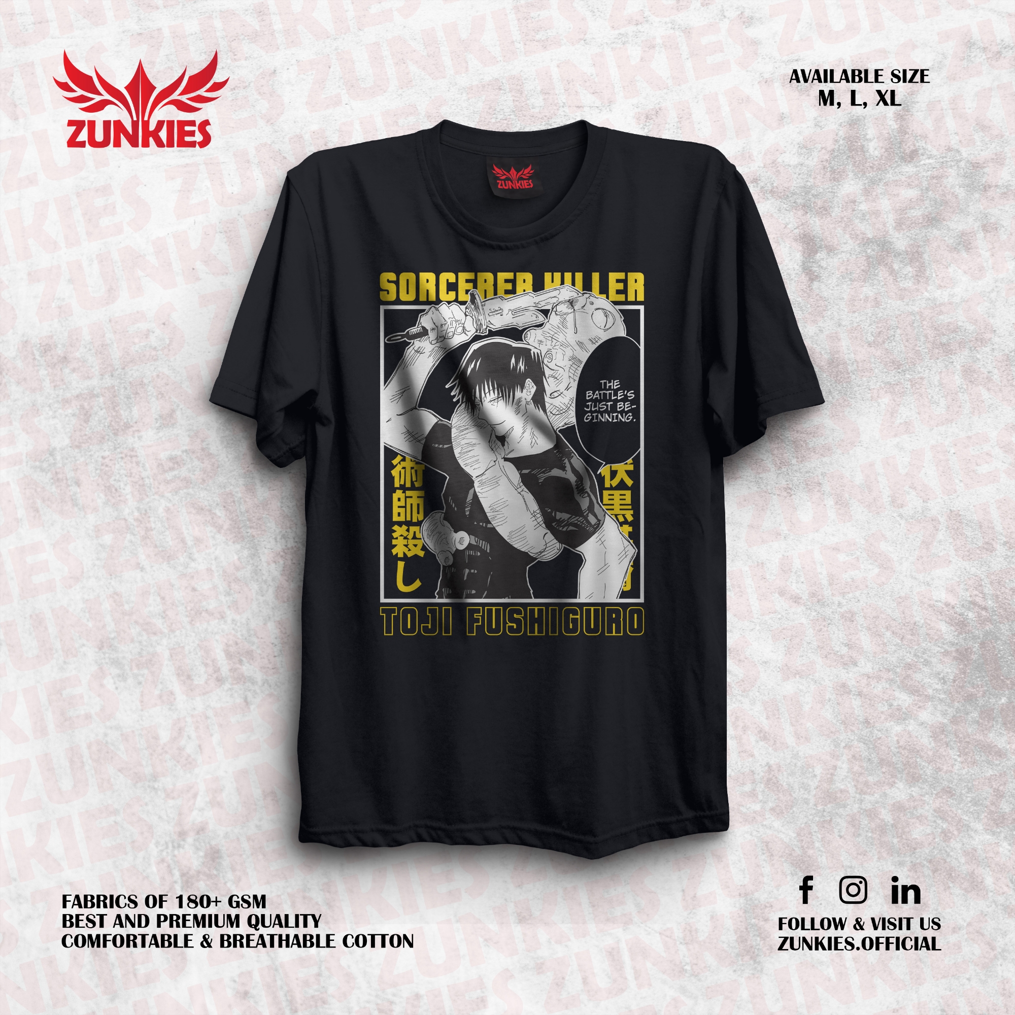 Picture of Zunkies Jujutsu Kaisen Oversized Drop Shoulder Black T-shirt