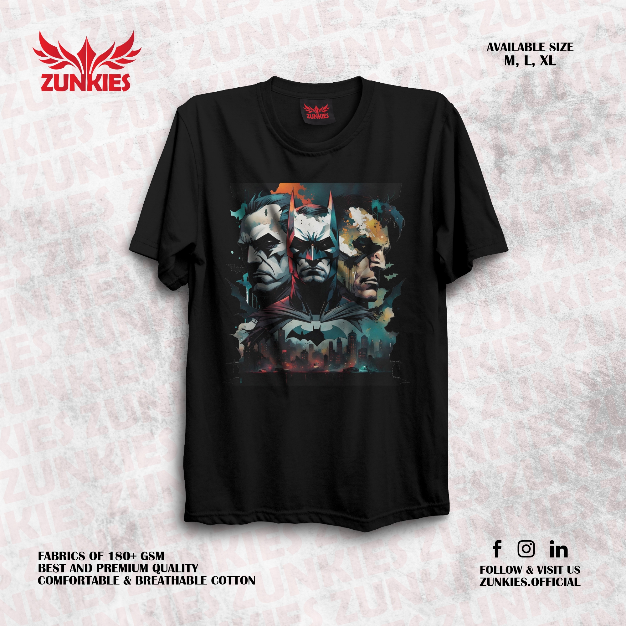 Picture of Zunkies Batman Oversized Drop Shoulder Black T-shirt