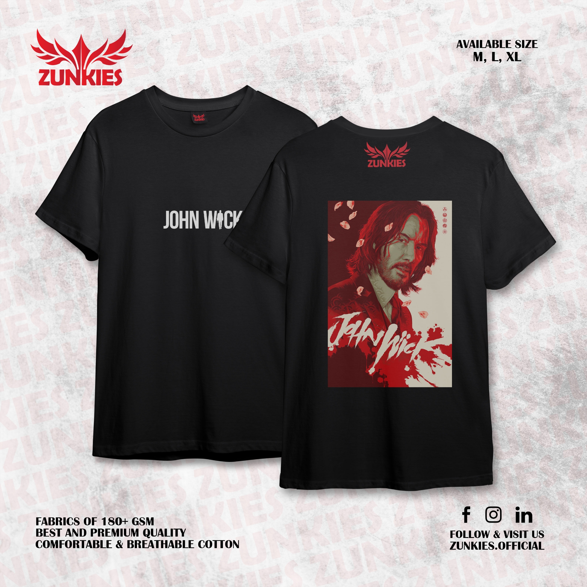 Picture of Zunkies John Wick Oversized Drop Shoulder Black & White T-shirt