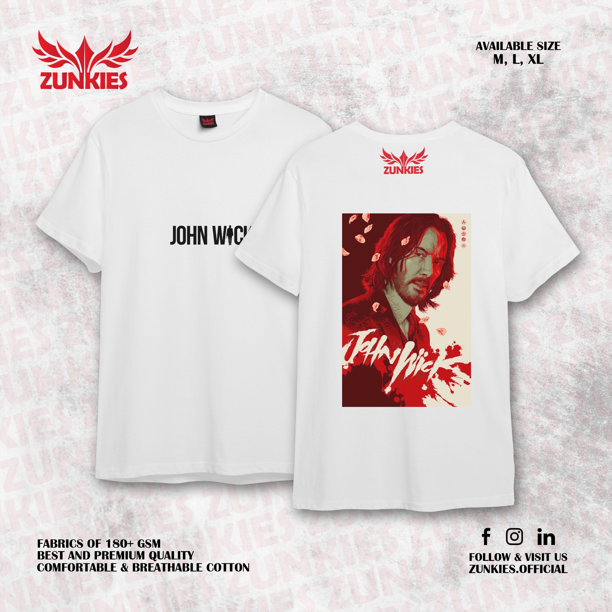 Picture of Zunkies John Wick Oversized Drop Shoulder Black & White T-shirt