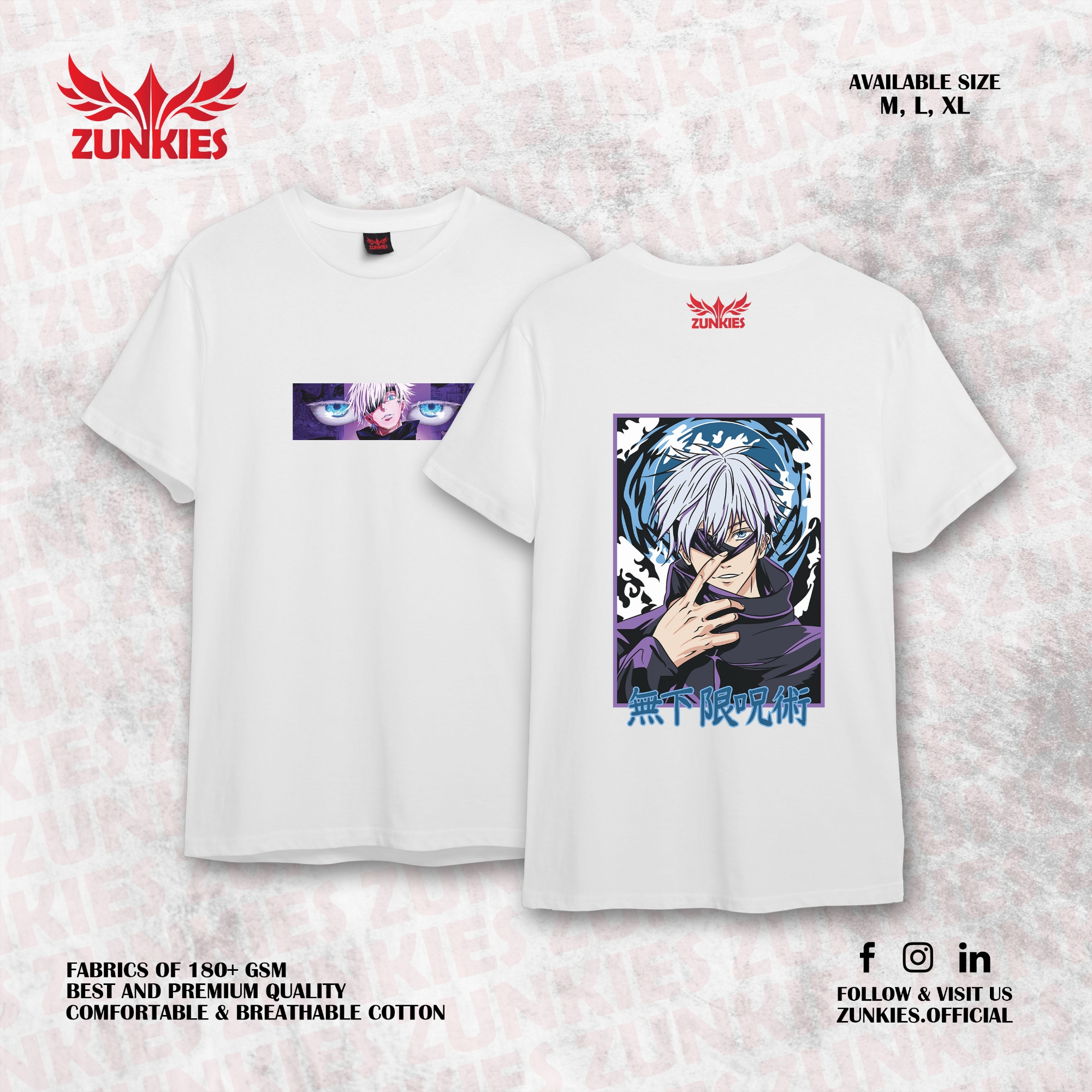 Picture of Zunkies Jujutsu Kaisen Oversized Drop Shoulder Black & White T-shirt