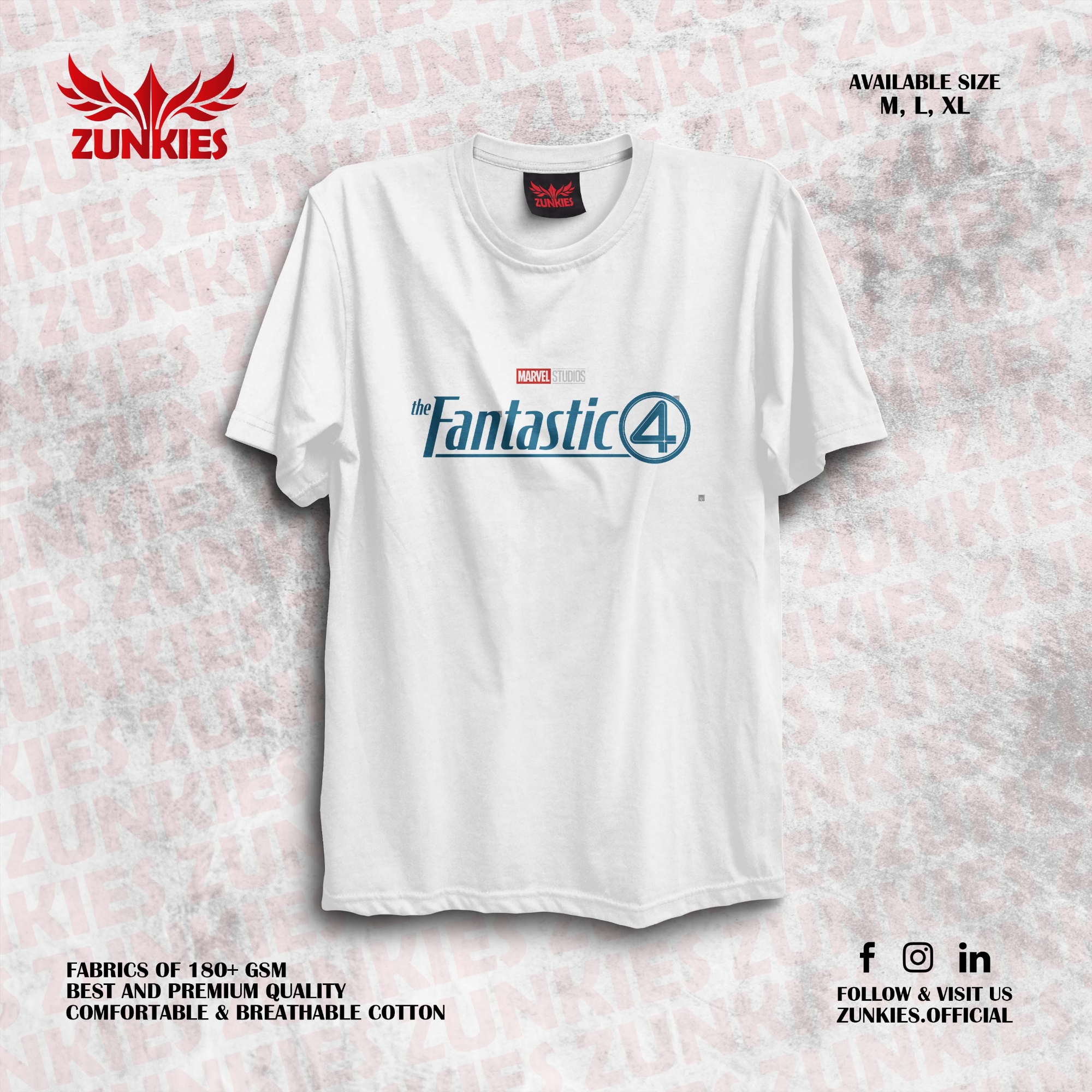 Picture of Zunkies Fantastic Four Oversized Drop Shoulder Black & White T-shirt