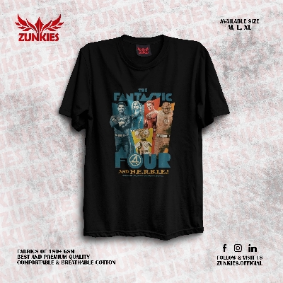 Picture of Zunkies Fantastic Four Oversized Drop Shoulder Black & White T-shirt