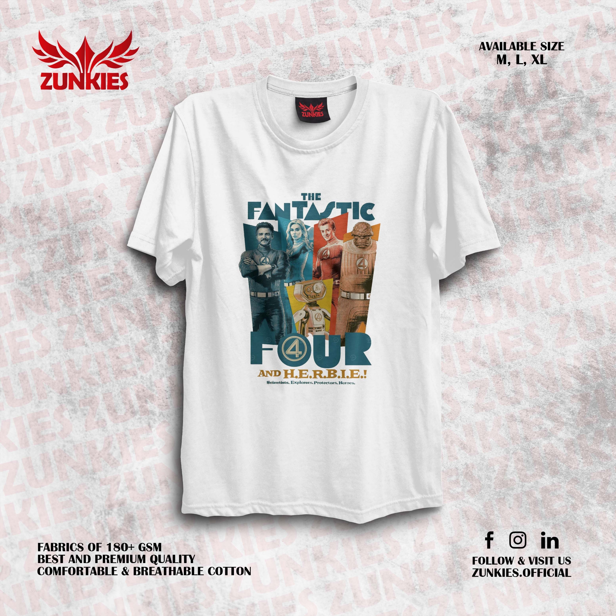 Picture of Zunkies Fantastic Four Oversized Drop Shoulder Black & White T-shirt