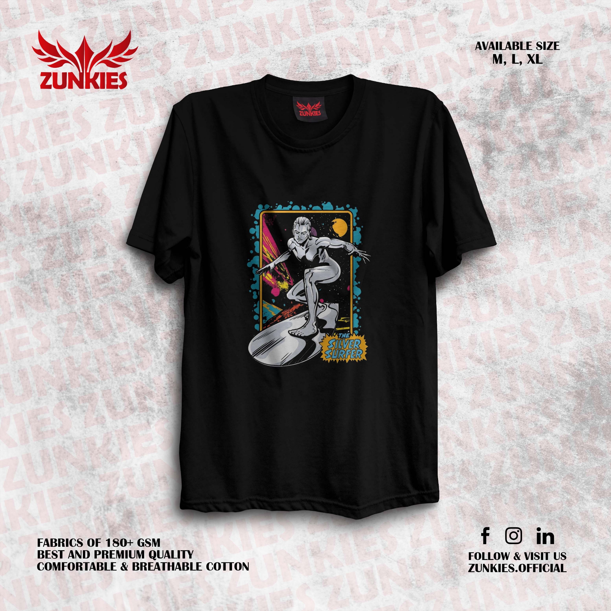 Picture of Zunkies Fantastic Four Oversized Drop Shoulder Black T-shirt