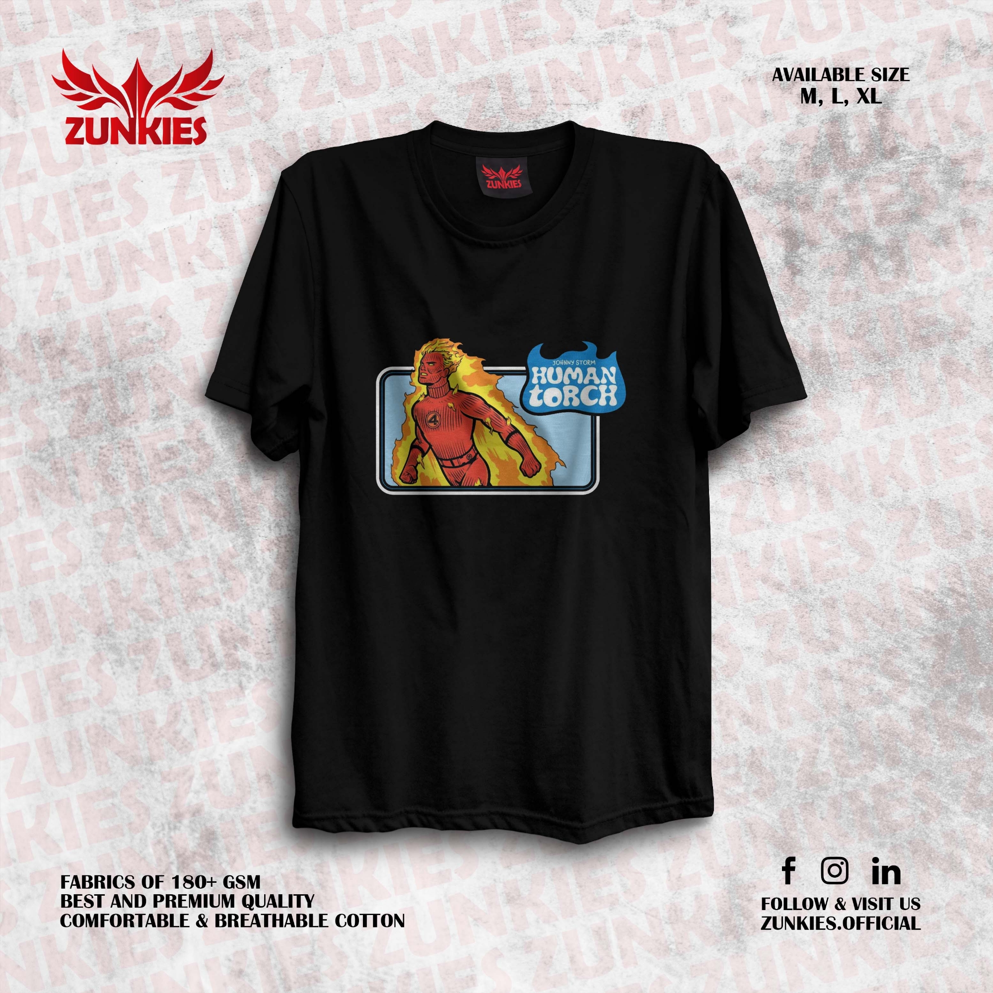 Picture of Zunkies Fantastic Four Oversized Drop Shoulder Black T-shirt