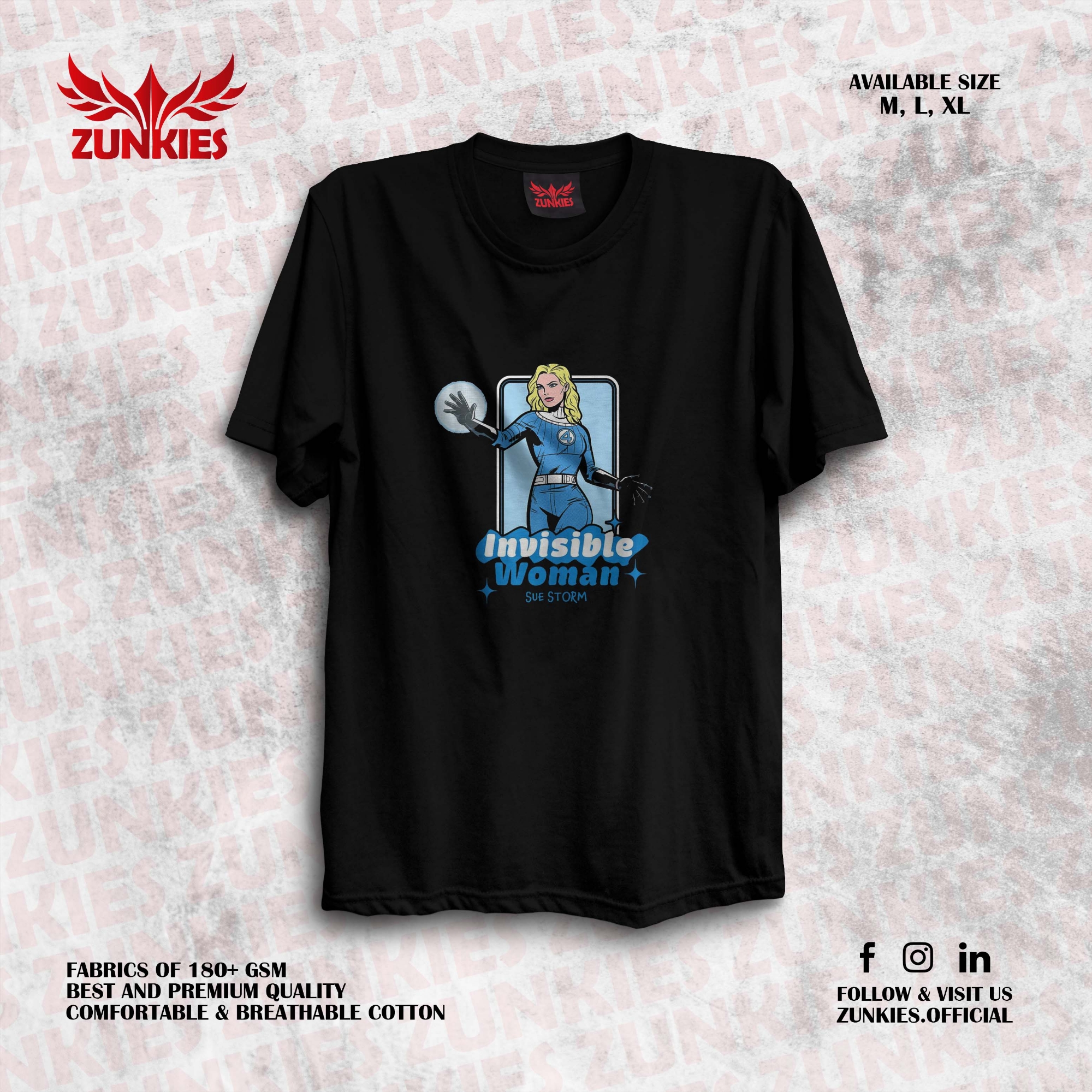 Picture of Zunkies Fantastic Four Oversized Drop Shoulder Black T-shirt