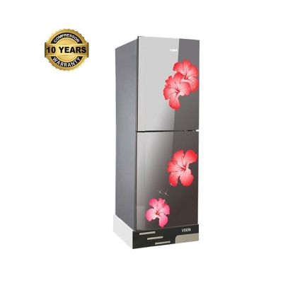 Picture of VISION Glass Door Refrigerator RE-330 Liter Mirror Jaba Flower Bottom Mount