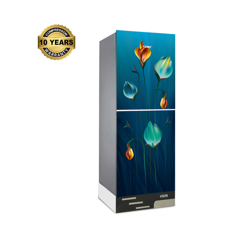 Picture of VISION Glass Door Refrigerator RE-240 Liter Cyclamen Leaf Top Mount