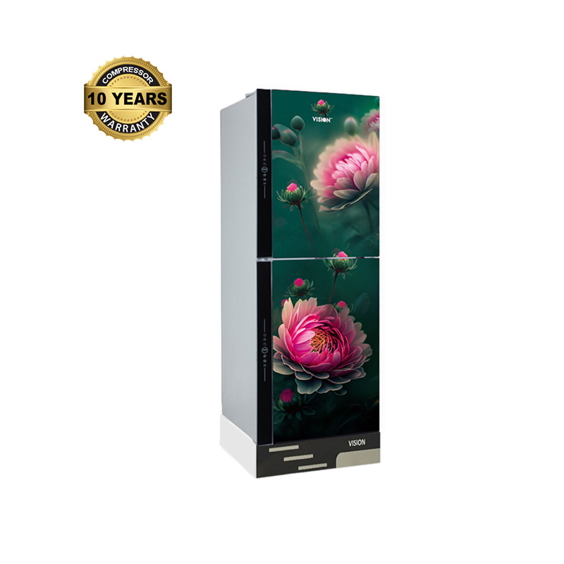 Picture of VISION Glass Door Refrigerator RE-305 Liter Pink Daisy Top Mount