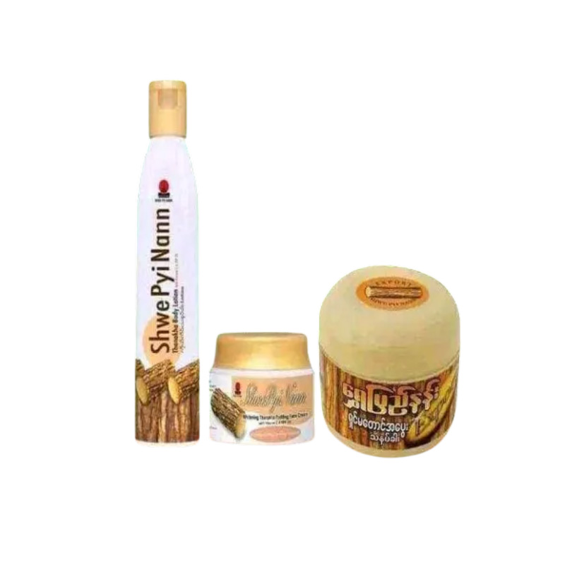 Picture of 3-in 1 combo  Shwe Pyi Nann Natural Whitening Thanakha -140g FACE PACK + 200ml Body Lotion COMBO PACK (Myanmar) | 