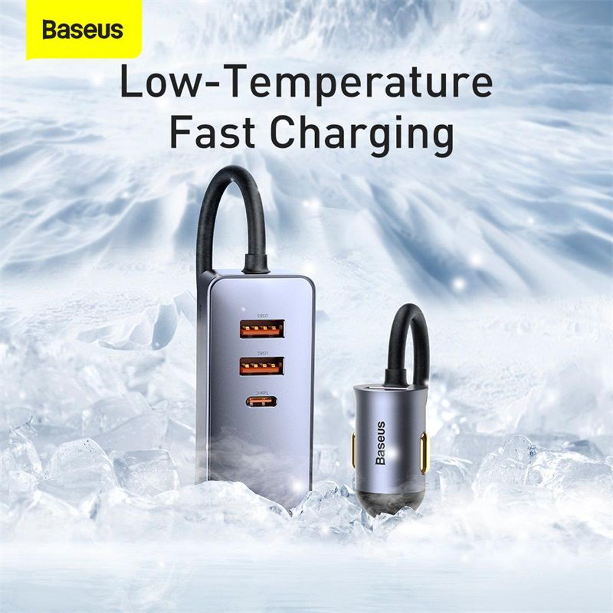 Picture of Baseus Share Together PPS Multi-port Fast Charging Car Charger With Extension Cord 120W 3U+1C