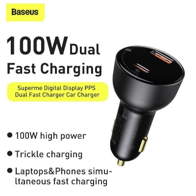 Picture of Baseus Superme Digital Display PPS 65W+30W Dual Quick Car Charger CCZX-01
