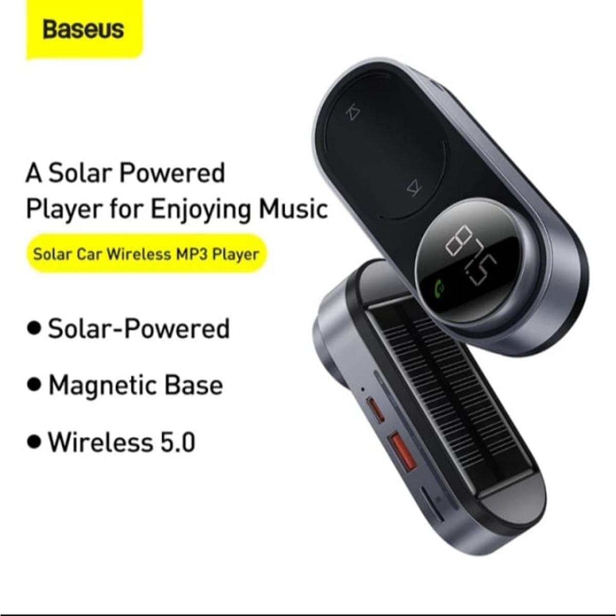 Picture of Baseus Solar FM Transmitter Modulator Car Wireless Bluetooth 5.0 Adapter USB Fast Charger Auto Aux Mp3 Player Hands Free Car Kit