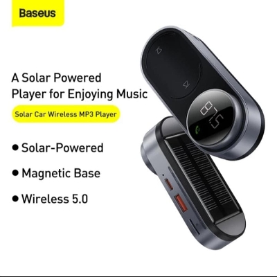 Picture of Baseus Solar FM Transmitter Modulator Car Wireless Bluetooth 5.0 Adapter USB Fast Charger Auto Aux Mp3 Player Hands Free Car Kit