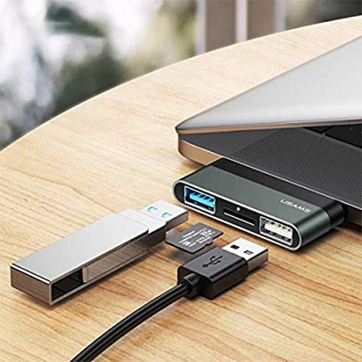Picture of USAMS US-SJ463 Type-C Mini HUB Type-C to 2 USB + TF Card Slot Converter