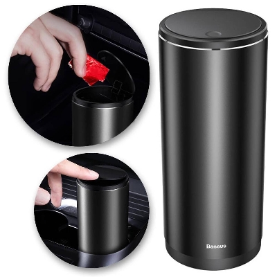 Picture of Baseus Gentleman Style Vehicle-mounted Trash Can 500mlAluminum Alloy Office Desktops Waste Bin Rubbish Container With 30 Special Trash Bags