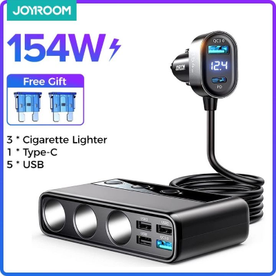 Picture of Joyroom Car Charger 154W JR-CL06 3 Way Car Ci garette Lighter Socket Splitter PD+QC3.0 Multi-port Mobile Phone Charger