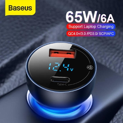 Picture of Baseus 65W PPS USB Type C Dual Port PD QC Fast Charging Car Charger