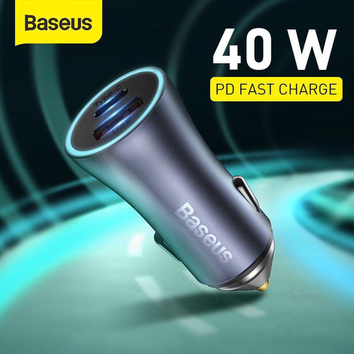 Picture of Baseus 40W U+C Dual Quick Charger Car Charger PD 20W Quick Charge for iPhone 12 13 Pro Max Type-C+USB-A Charger