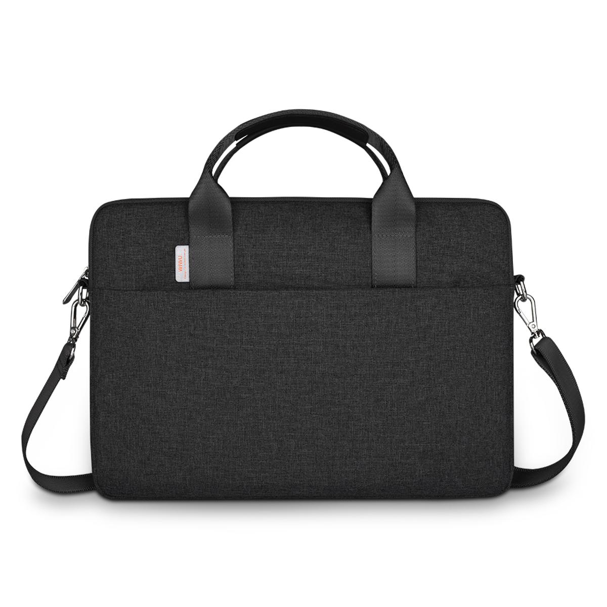 Picture of WiWU Minimalist Laptop Bag Water-Resistant Multi-Pockets Large Capacity Shoulder HandBag Black for Macbook 14 Inchi