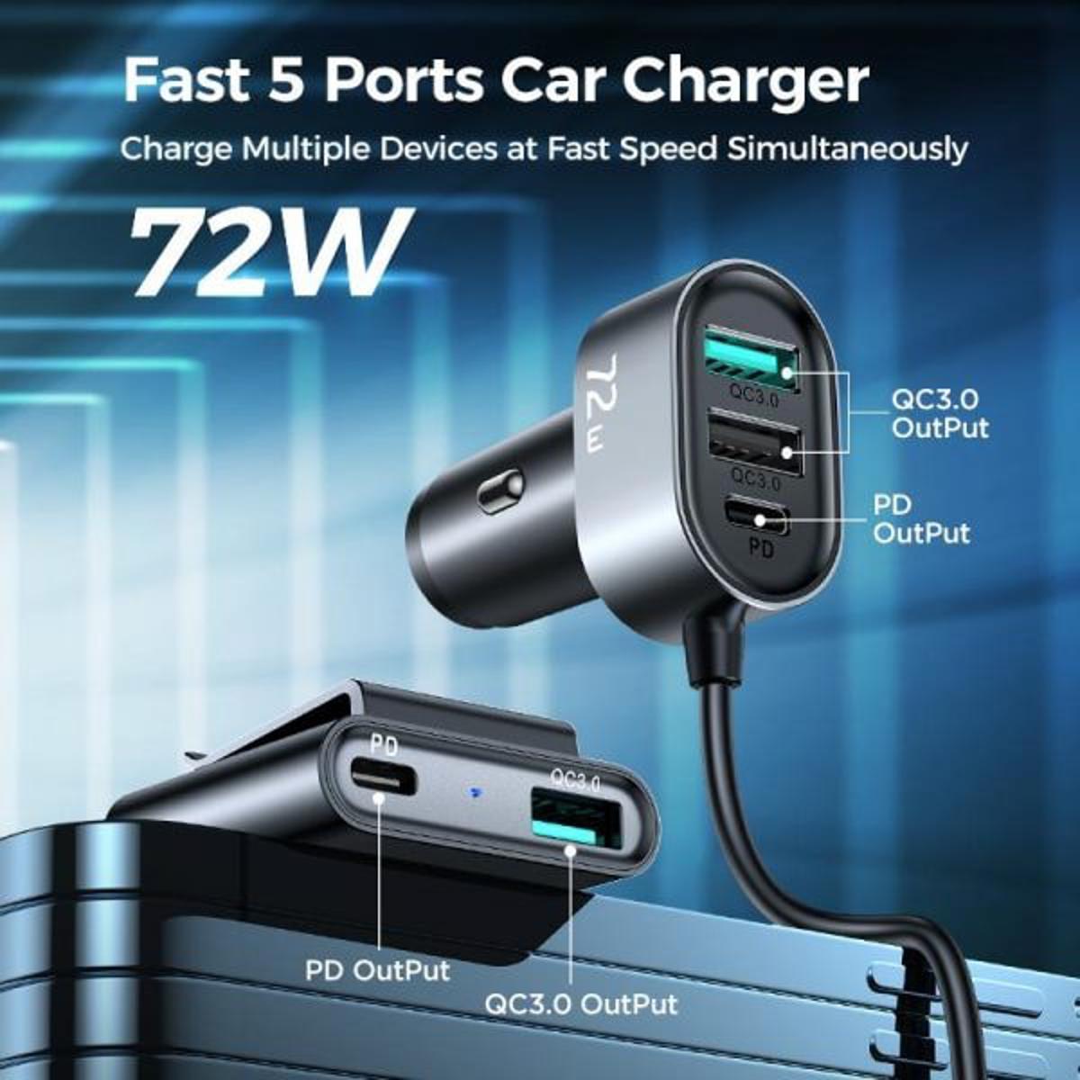 Picture of JOYROOM JR-CL05 72W Multi-port QC3.0+PD Fast Car Charger Adapter