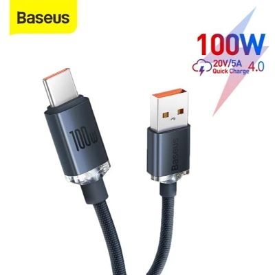 Picture of Baseus USB to Type-C 100W Crystal Shine Series Fast Charging Data Cable 1.2m Black CAJY000401