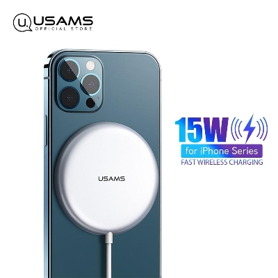 Picture of USAMS 15W Super-thin Magnetic Mag. safe Charger Wireless For iiPhone 12&13 Series- white