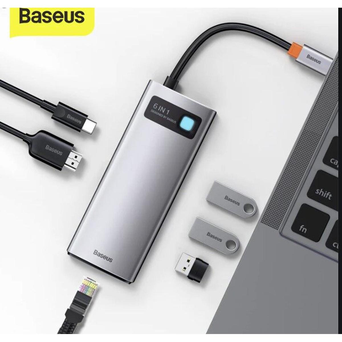 Picture of Baseus Metal Gleam Series 6-in-1 Multifunctional Type-C HUB Docking Station Gray