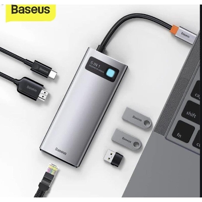 Picture of Baseus Metal Gleam Series 6-in-1 Multifunctional Type-C HUB Docking Station Gray