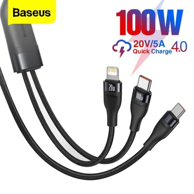 Picture of Baseus Flash Series 2in1 USB Typ C - USB Typ C  Lightning fast charging cable Power Delivery Quick Charge 100 W black (CA1T2-F01)