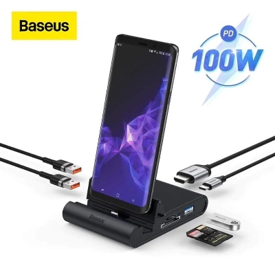 Picture of Baseus Mate Docking Type-C Mobile Phone Intelligent HUB Docking Station Pro - black