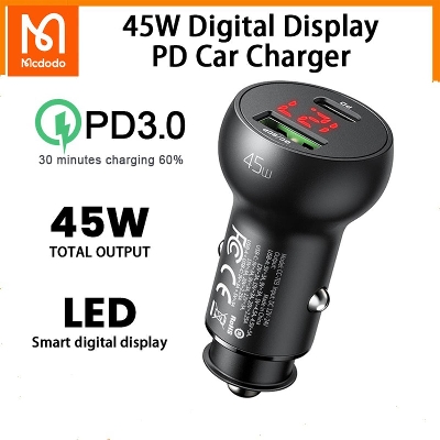 Picture of Mcdodo 45W PD Car Charger Digital Display PD+QC - Black