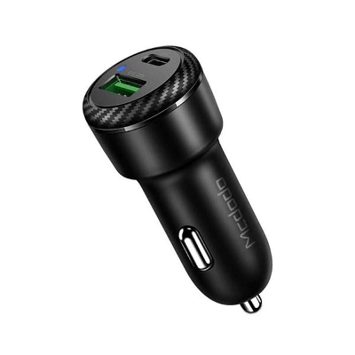 Picture of MCDODO CC-5970 MDD Dual Port Quick Charge QC3.0+PD 38W Car Charger Fast Charging Car Mobile Phone Charger Adapter  -  Black
